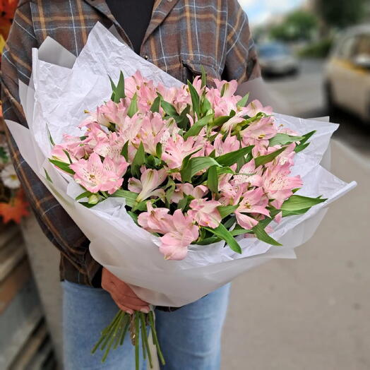 Клубничные альстромерии 17шт
