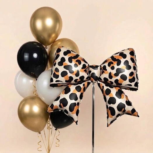 🐆❗️Новинка❗️Шары с леопардовым бантиком/ воздушные шары с леопардовым бантом, ВАУ 🤩
