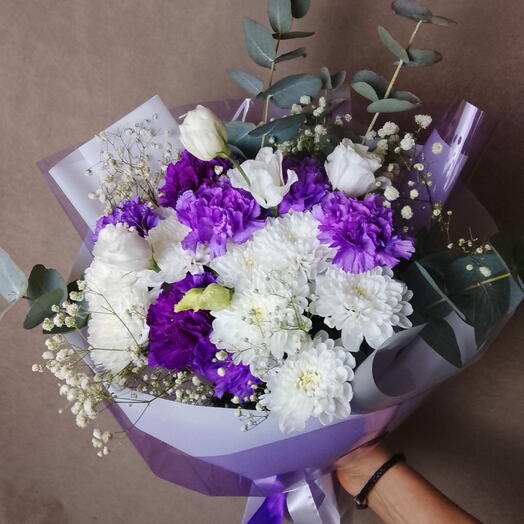 Диантусы с Хризантемой 💜🤍