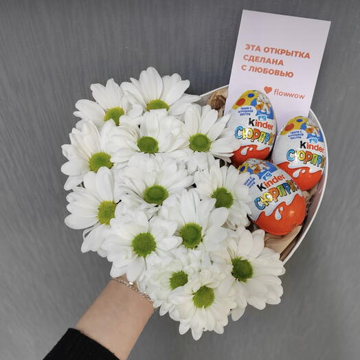 Хризантема в коробке с киндерами