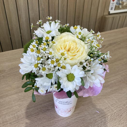Цветочная Композиция с Розой и Ромашками🌼