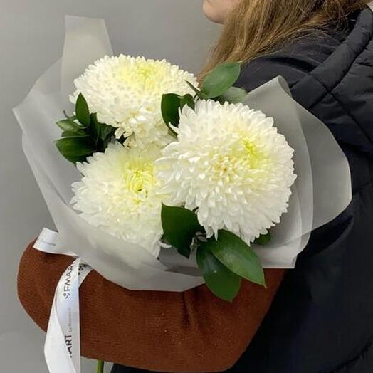 Милый букет из больших хризантем Магнум 😍