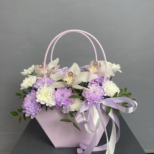 Стильная композиция в сумочке с орхидеей 💜