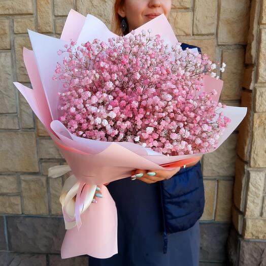 Bouquet with pink gypsophila "Dreams"