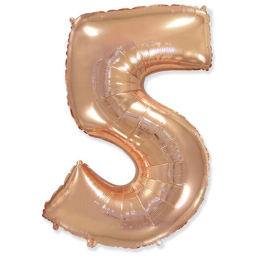 Цифра 5 Розовое золото огромная фольгированная 102см шарик