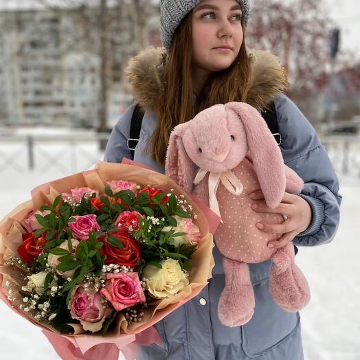 Букет с зайцем