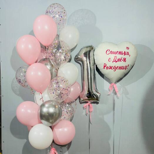 Balloons with helium for a 1-year-old girl 27 pcs