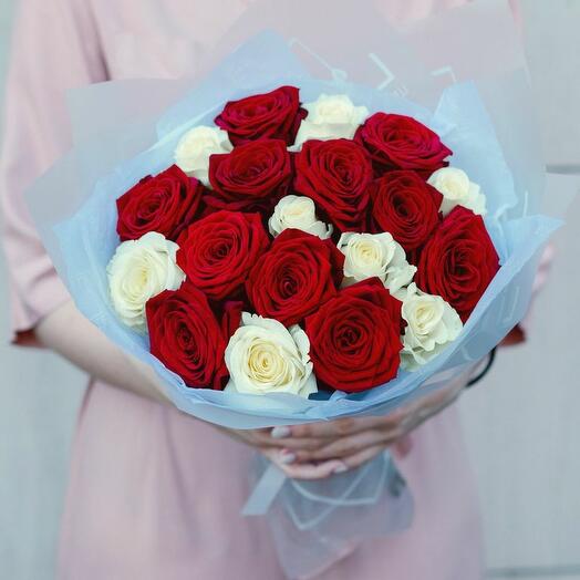 Roses in red and white tones