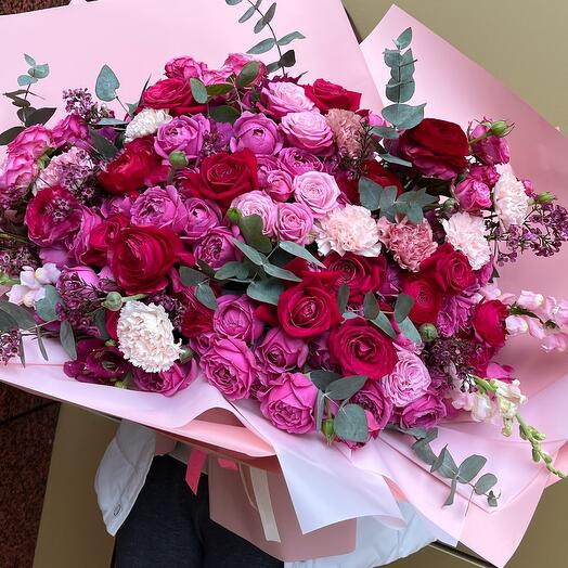 Букет гигант с пионовидными розами🌸