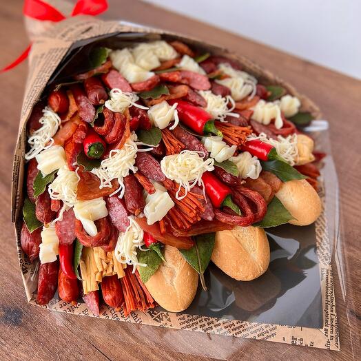 Мужской вкусный колбасный букет, подарок мужчине