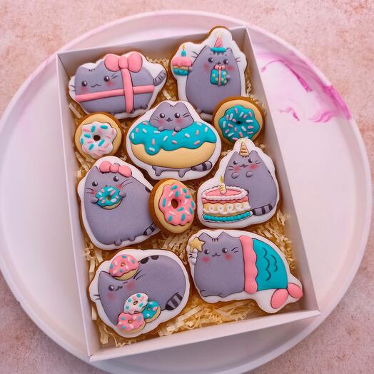 Набор пряников с котиками Pusheen на день рождения
