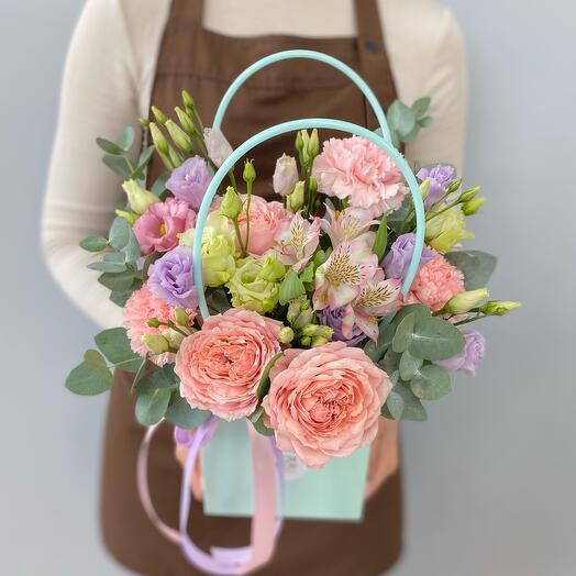Flowers in a turquoise box