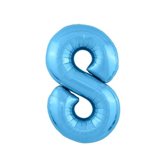 Шар-цифра "8" гелиевый, цвет холодный голубой