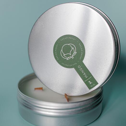 Aroma candle 110 ml of coconut wax in 3. Mango fragrance