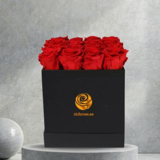 Red Roses in Square Box