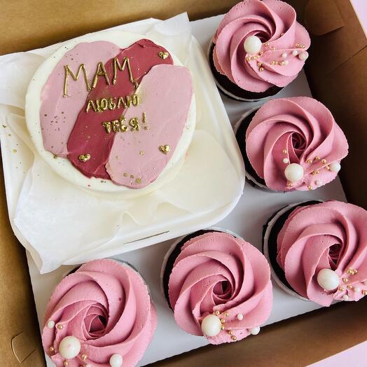 Бенто +капкейки, набор бенто и капкейки для мамы, торт маме