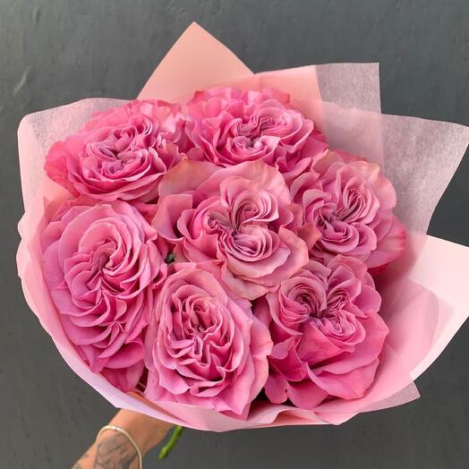 Букет  из 7 пионовидных роз Кантри блю