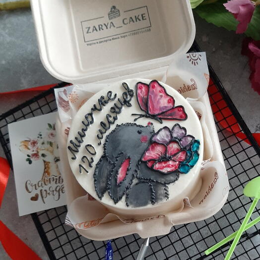 Бенто-торт с кремовой росписью