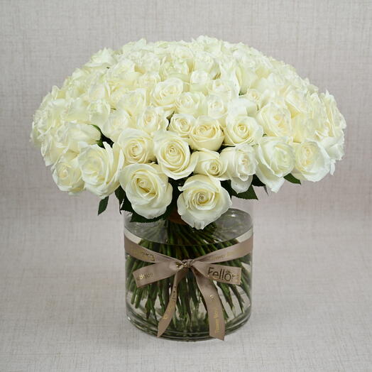 101 White Roses Vase