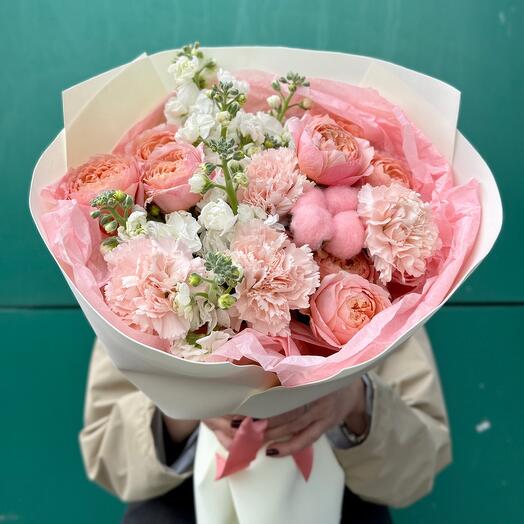Bouquet "My Juliet" with peony rose and mattiola