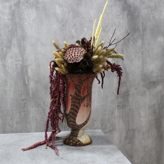 Сухоцветная композиция на вазе Русалочка