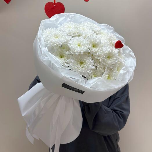 Bouquet of 5 white bush chrysanthemums