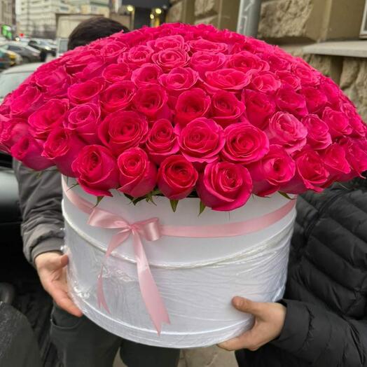 Розы в коробке 101 шт Premium