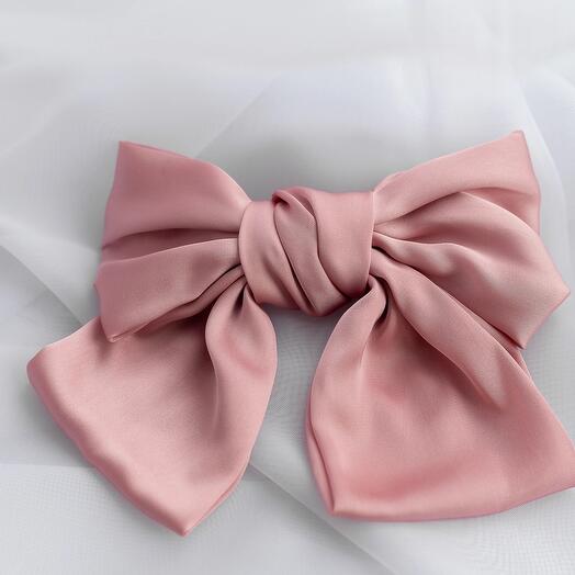 Атласный бант для волос на заколке автомат