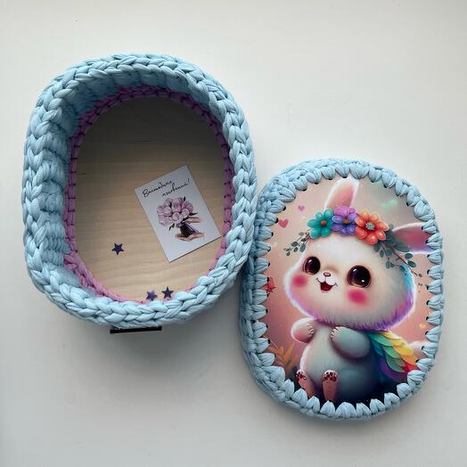 Корзина интерьерная Зайчик с цветами