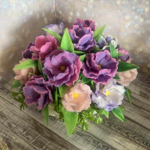 Bouquet of violets in her hands