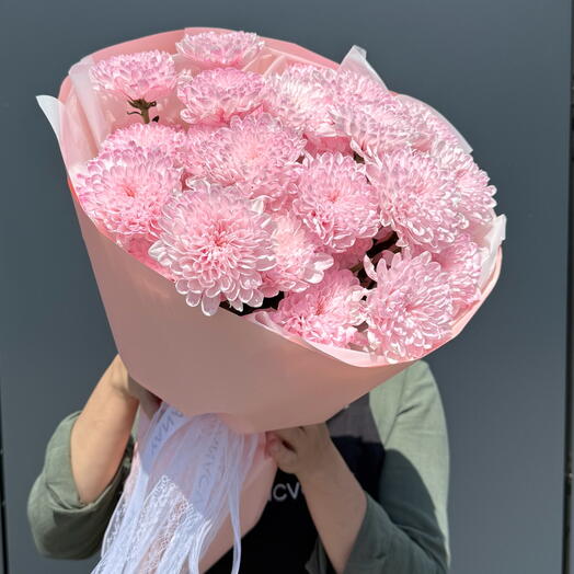 Моно букет из стойких хризантем 💗