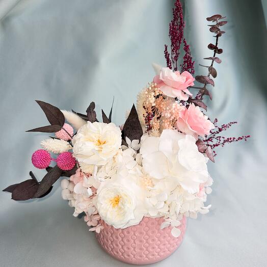 Композиция в розовом кашпо🌸🌸🌸