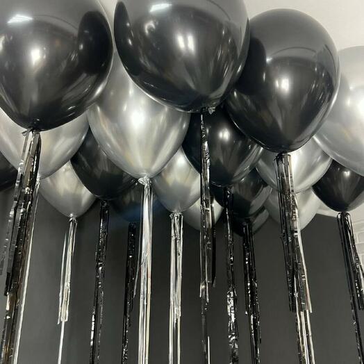 Папе, мужчине, коллеге - Серебряный дождь в ночи - Шары под потолок 25 шт
