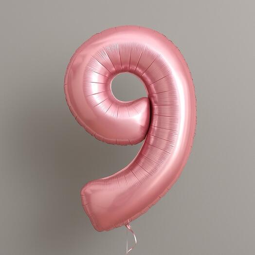 🎈 Цифра 9 — розовая фольгированная