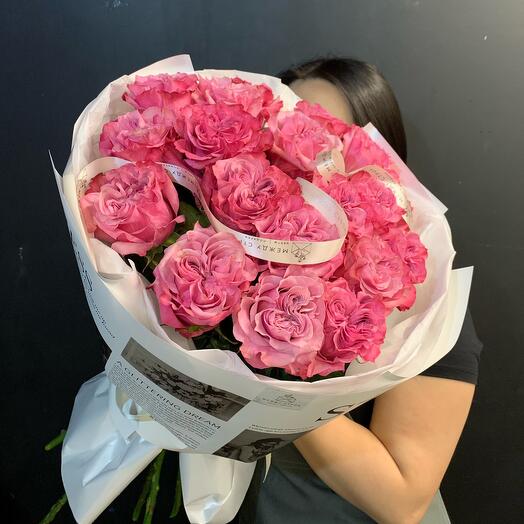Bouquet with peony rose and dianthus