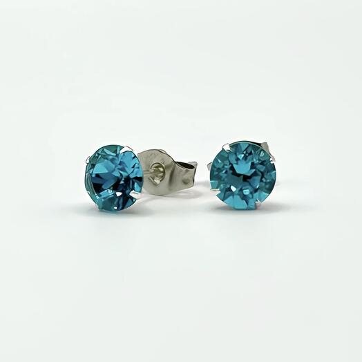 Серьги-гвоздики BALANCE с кристаллами Swarovski 6 мм Light Turquoise