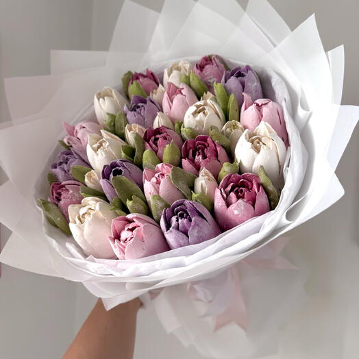 Тюльпаны из зефира ручной работы в букете S | зефир в подарок любимой