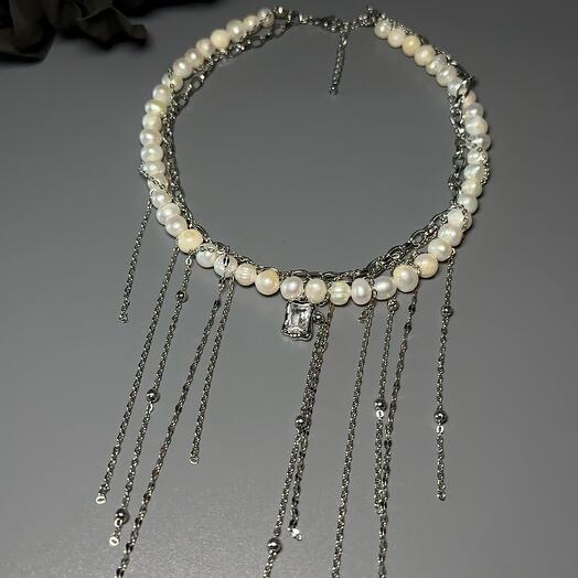 Колье из натурального жемчуга