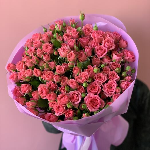 Кустовые розы розовые 29 шт