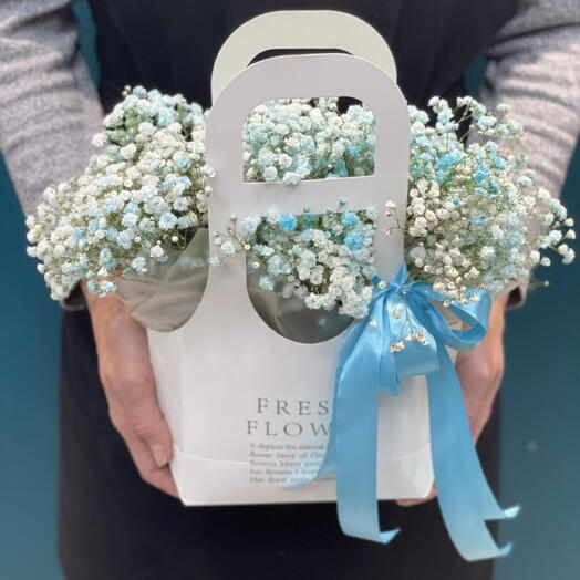 Бокс с голубой гипсофилой  💙