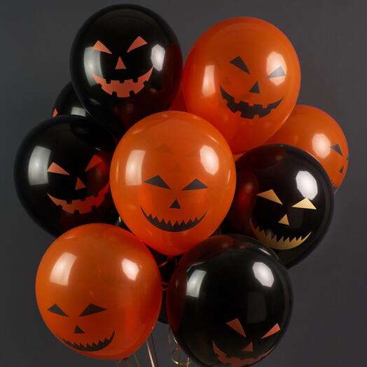 Фонтан Воздушных шаров на Хэллоуин Halloween яркие тыквы 11 шт