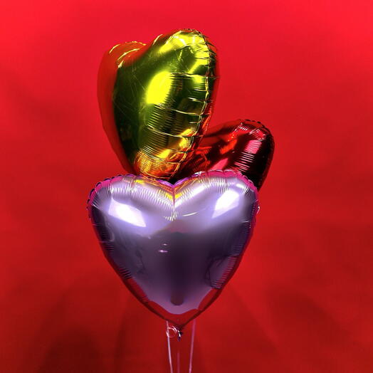 Фонтан шаров фольгированных Сердце, 3 шт