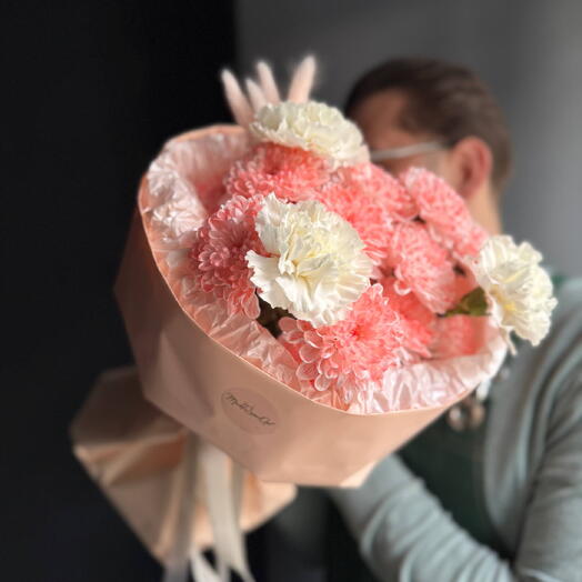 Букет комплимент/кустовая хризантема/диантусы/сухоцвет/Цветы Магнитогорск/доставка Магнитогорск