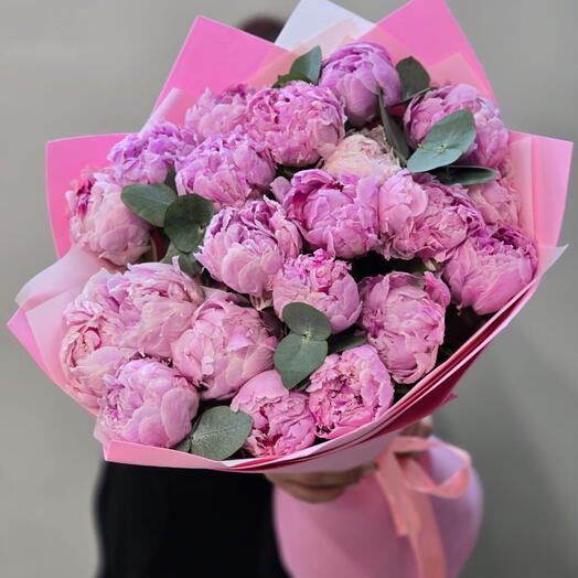 Букет из 21 шикарного пиона💗