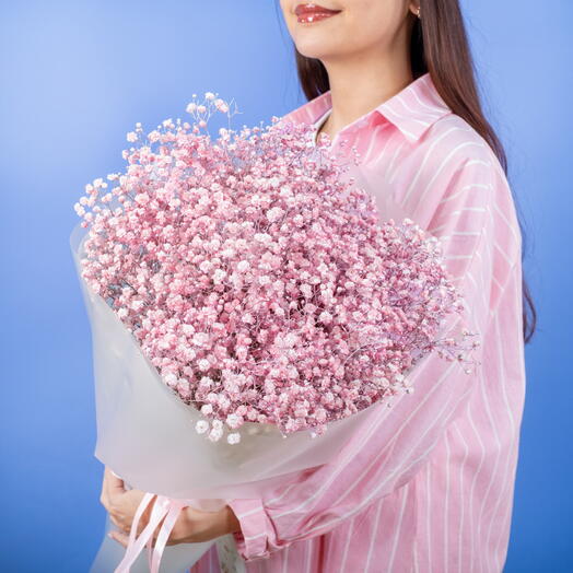 Букет из розовых окрашеных гипсофил, 15 шт