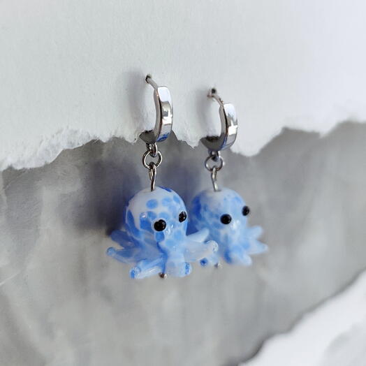 Серьги Осьминожки mini лэмпворк