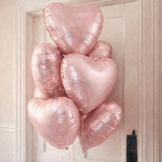 Набір світло-рожевих фольгованих кульок у формі серця