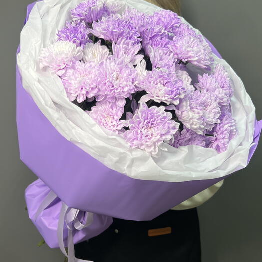 Букет из 9 хризантем сиреневый 💜