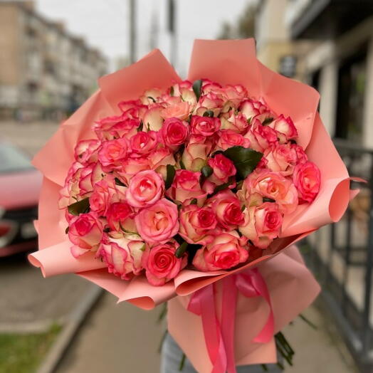 51 розовая роза 50 см