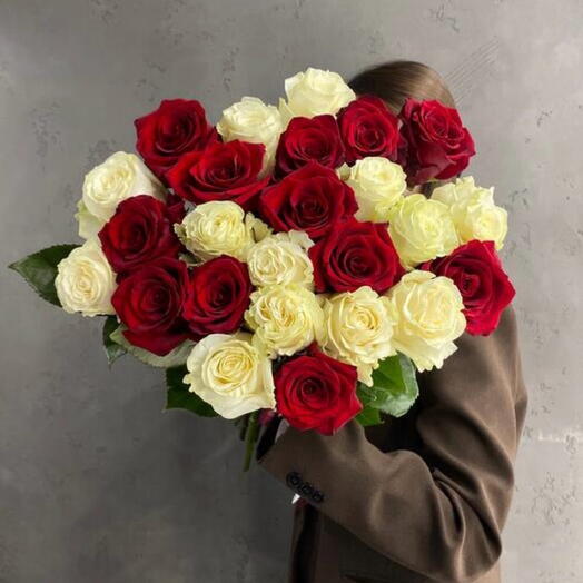 Букет из 25 крупных роз 70см😍